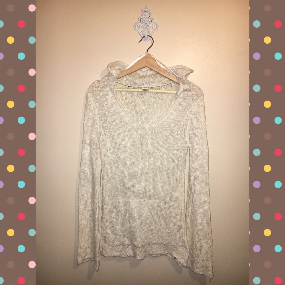ROXY light knit cream sweater w/ hood size Medium